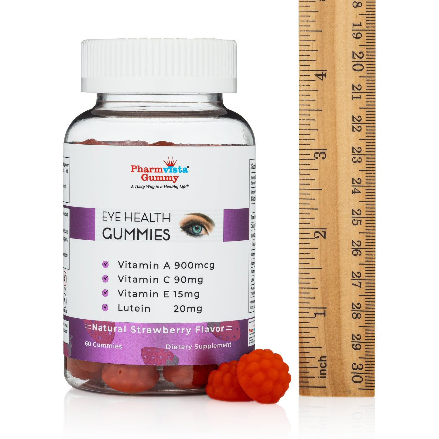 Eye Health Gummies - Vitamin A C E Supplement - Vegan Friendly, Non-GMO, Gluten Free - 60 Count