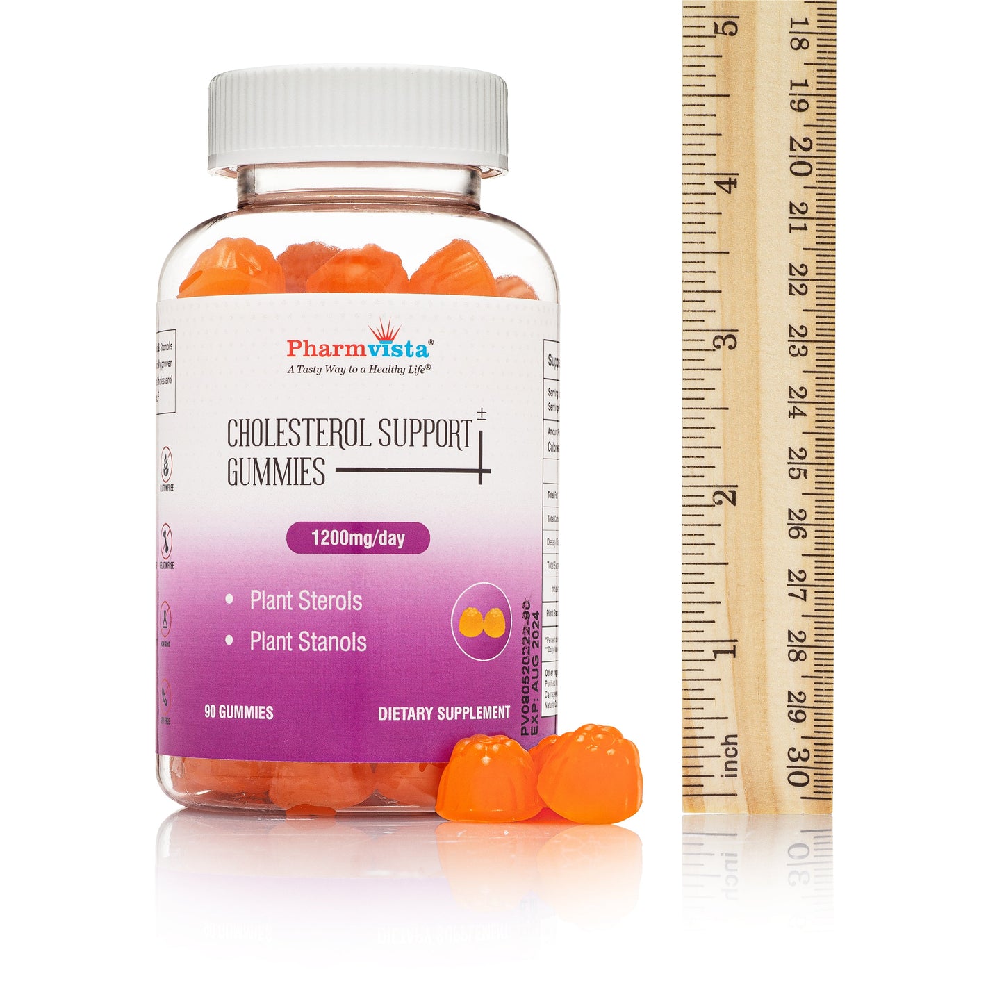 Pharmvista Cholesterol Support Gummies - Contains Plant Sterols and Stanols 1200mg - Vegan Friendly, Allergen Free, Gluten Free - 90 Count