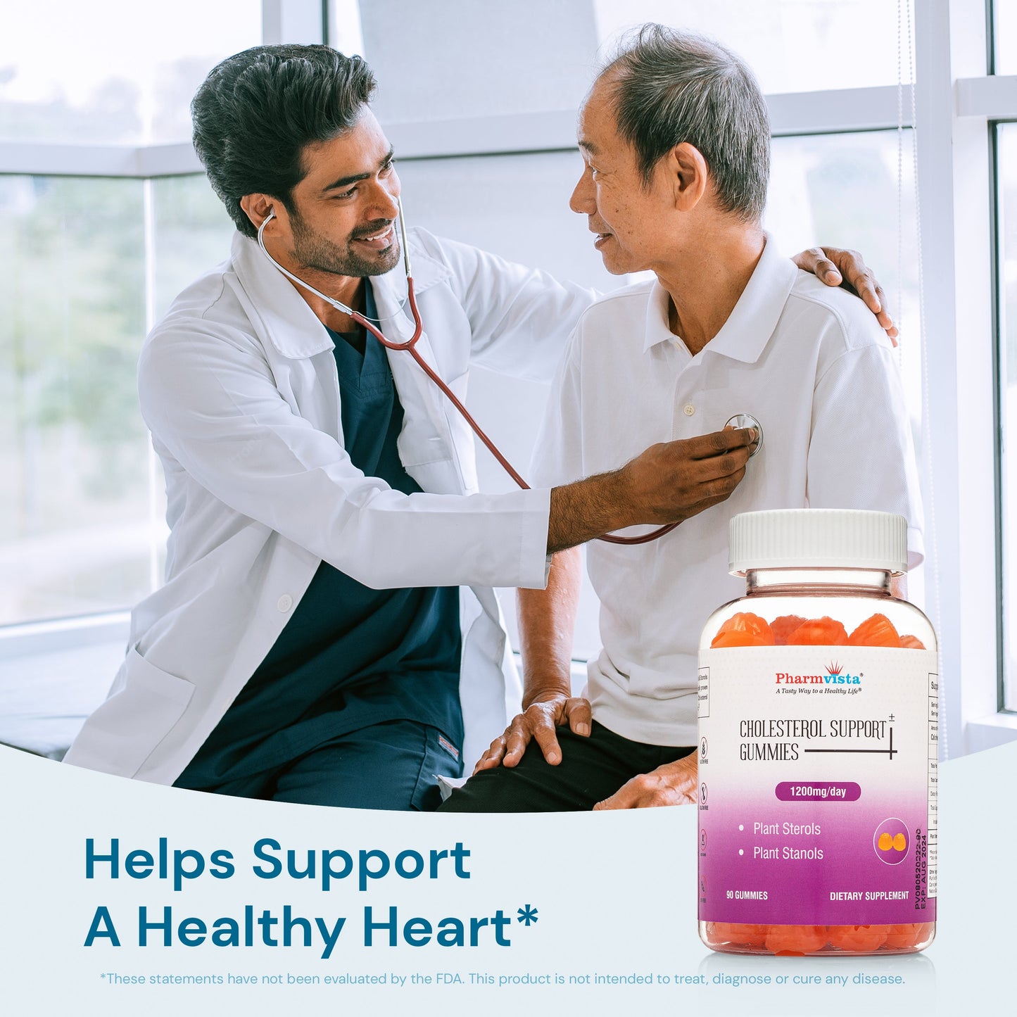 Pharmvista Cholesterol Support Gummies - Contains Plant Sterols and Stanols 1200mg - Vegan Friendly, Allergen Free, Gluten Free - 90 Count