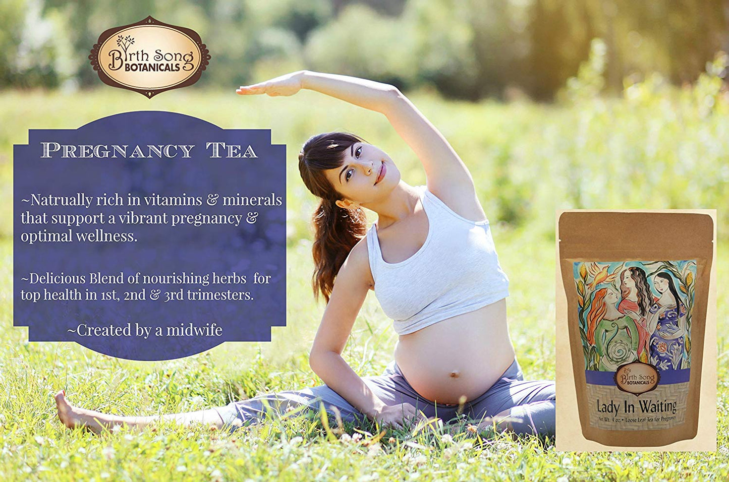 Lady in Waiting Herbal Pregnancy Tea Supports a Healthy Pregnancy* with Organic Red Raspberry Leaf 4 oz.