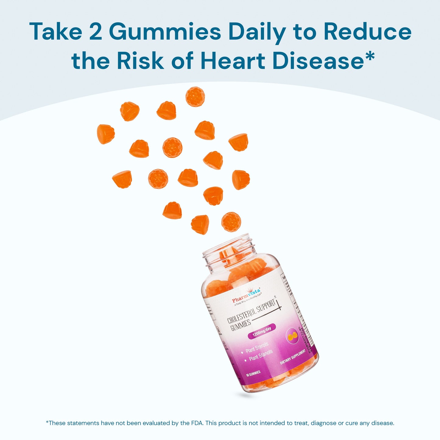 Pharmvista Cholesterol Support Gummies - Contains Plant Sterols and Stanols 1200mg - Vegan Friendly, Allergen Free, Gluten Free - 90 Count