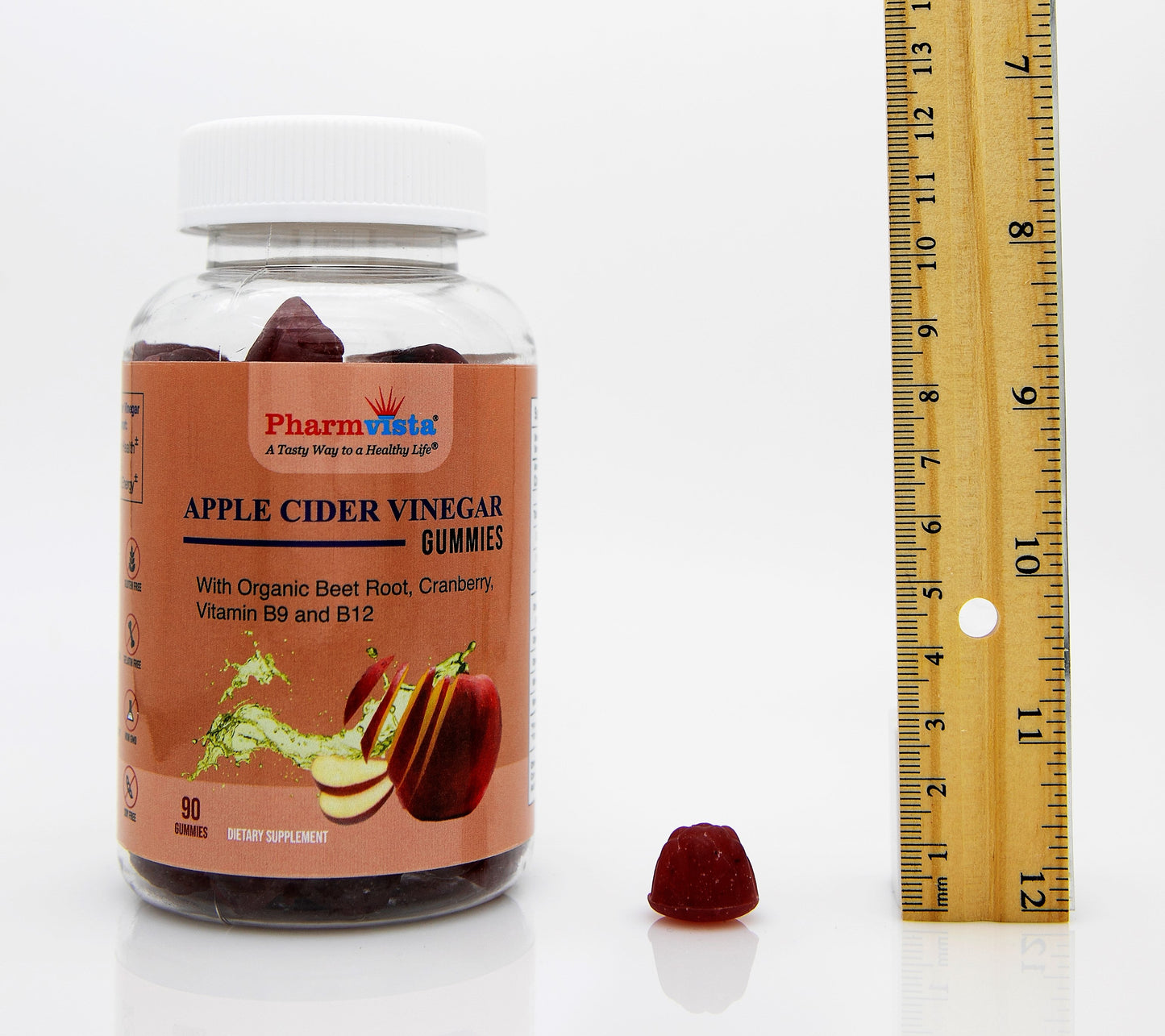Pharmvista Apple Cider Vinegar Gummies - Energy Metabolism, Digestive Health - Made in USA - 90ct