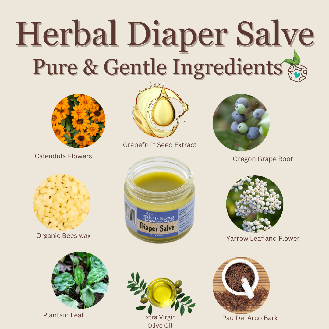 Herbal Baby Diaper Rash Cream With Calendula, Natural Baby Bottom Butter, Cloth Diaper Safe, Unscented