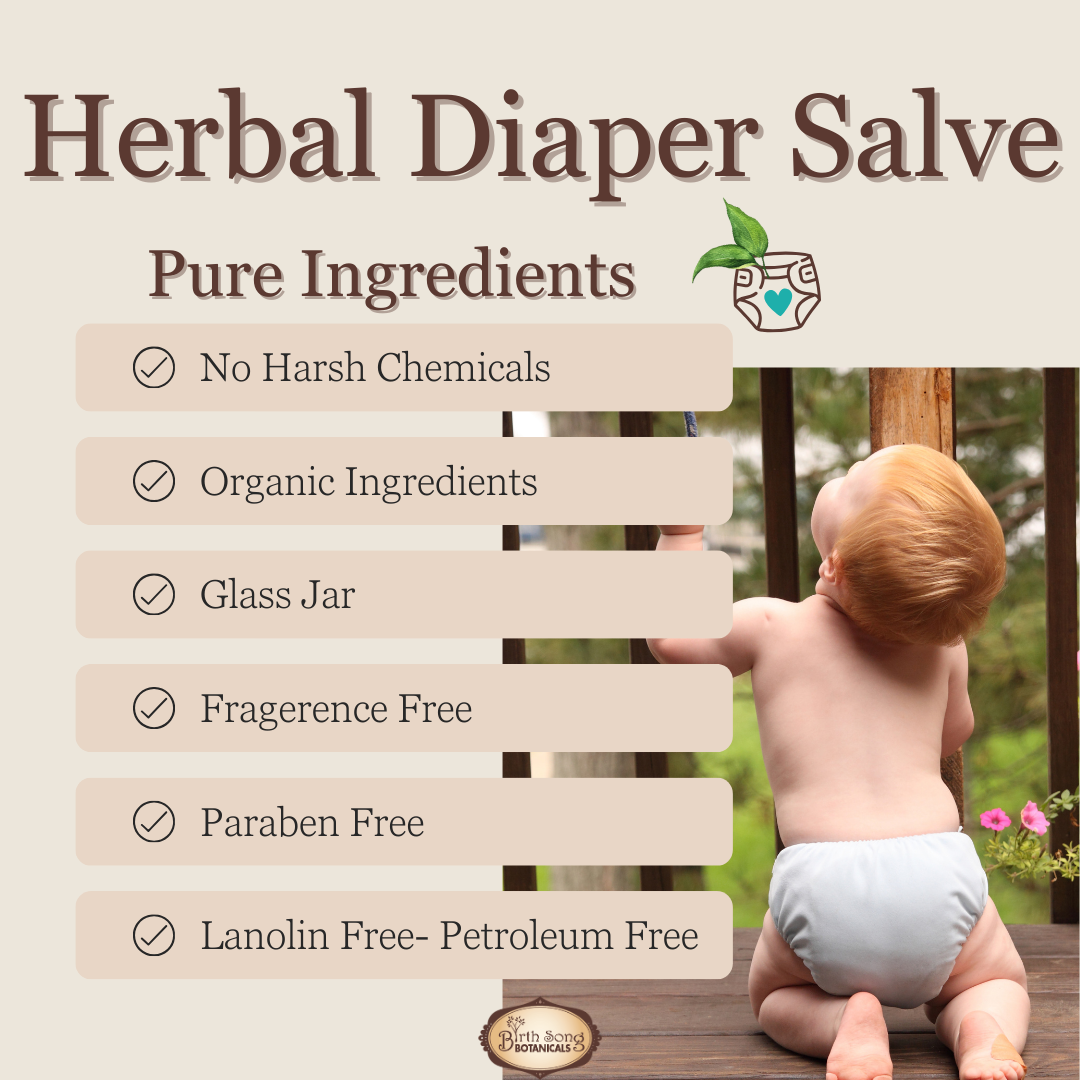 Herbal Baby Diaper Rash Cream With Calendula, Natural Baby Bottom Butter, Cloth Diaper Safe, Unscented