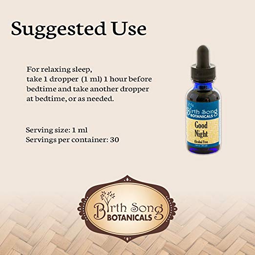 Good Night Herbal Sleep Tincture with Valerian and Passionflower, Natural Sleep and Relaxation Support Supplement 1 oz.