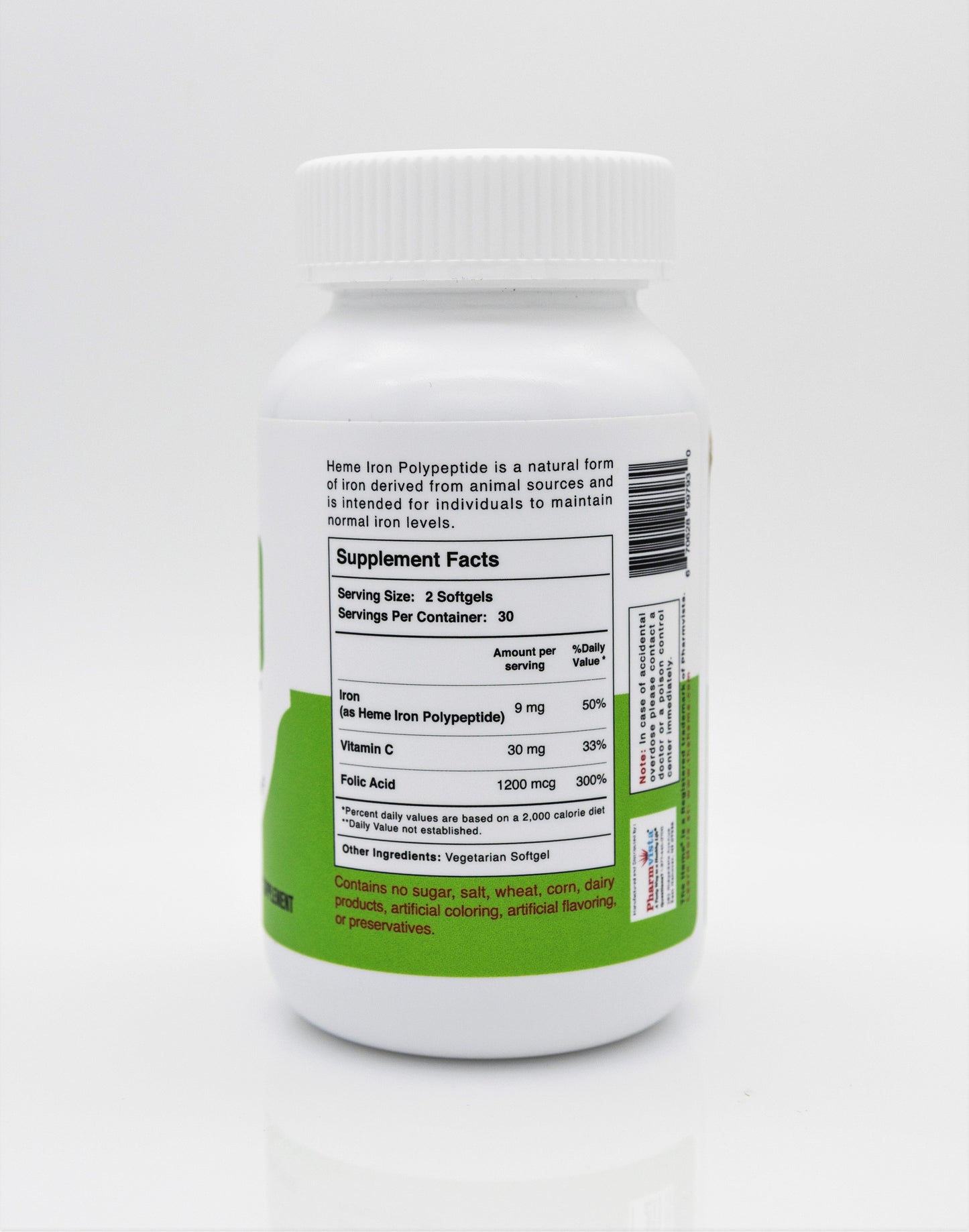 TheHeme - Heme Iron Polypeptide 4.5mg Softgels with Vitamin C and Folic Acid - Iron Supplement, Gluten Free - 60ct