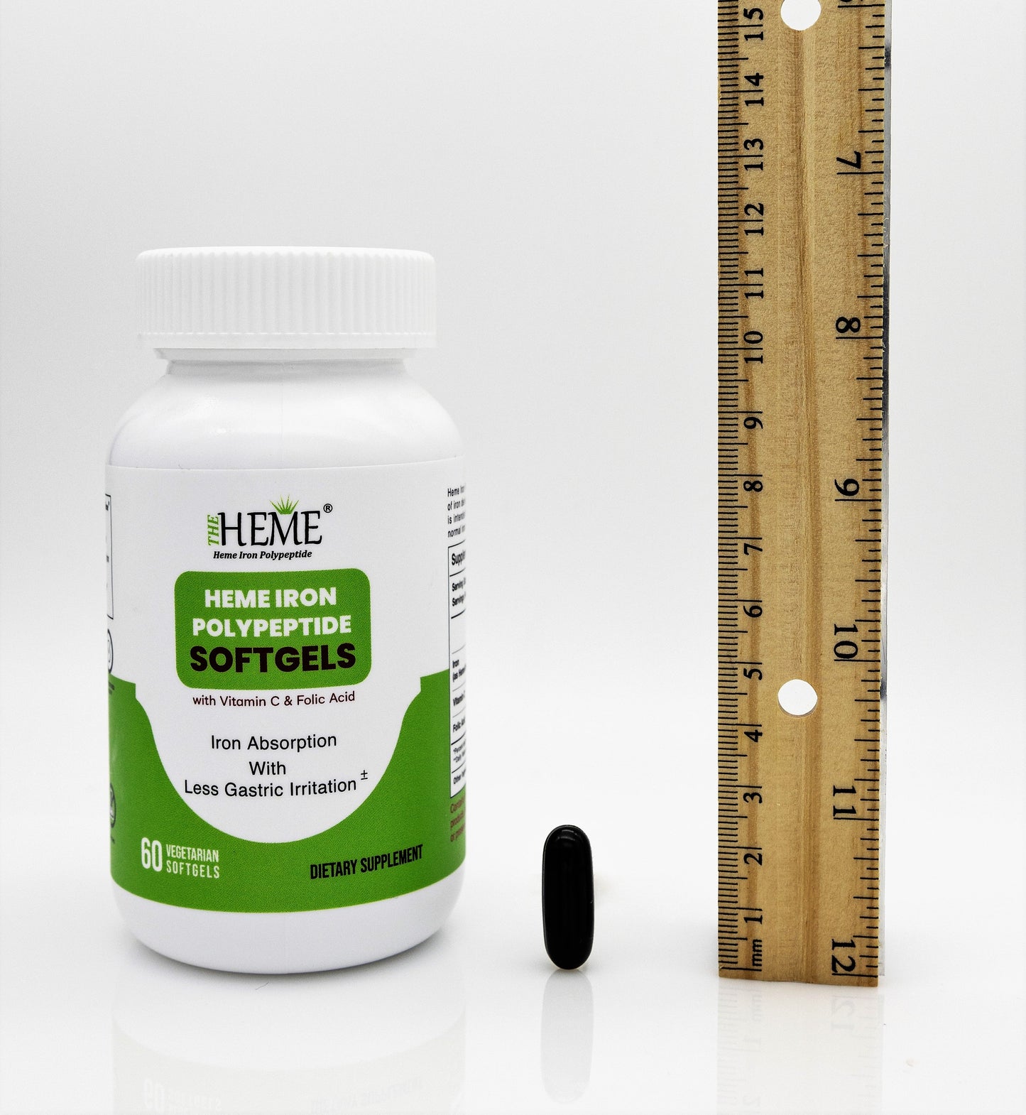 TheHeme - Heme Iron Polypeptide 4.5mg Softgels with Vitamin C and Folic Acid - Iron Supplement, Gluten Free - 60ct