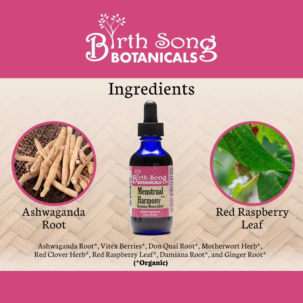 Menstrual Harmony Herbal Supplement To Support a Regular Menstrual Cycle, Hormone Harmony, PMS, Healthy Menstruation and Ovulation* 2 oz.
