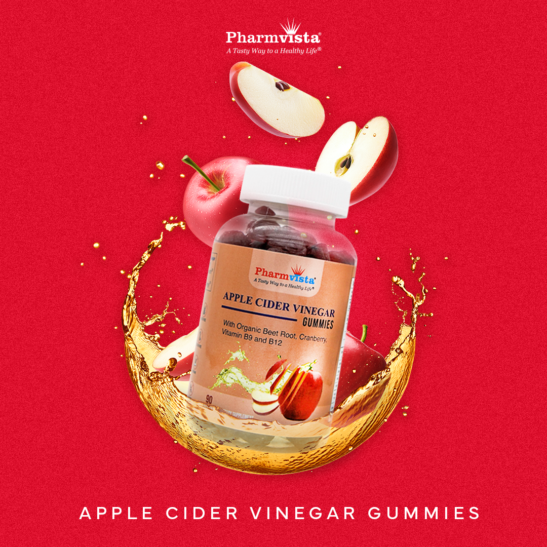Pharmvista Apple Cider Vinegar Gummies - Energy Metabolism, Digestive Health - Made in USA - 90ct
