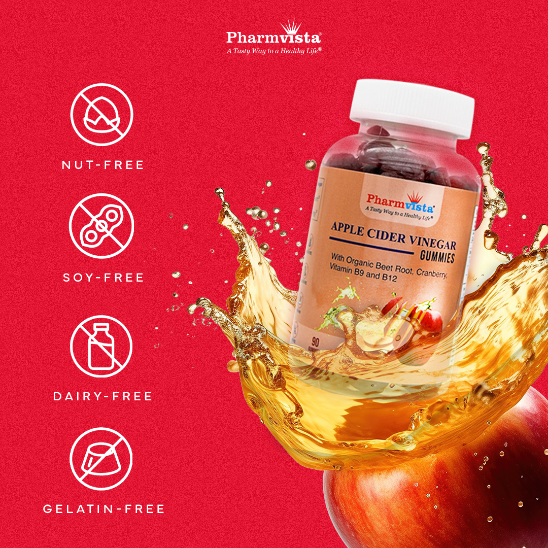 Pharmvista Apple Cider Vinegar Gummies - Energy Metabolism, Digestive Health - Made in USA - 90ct