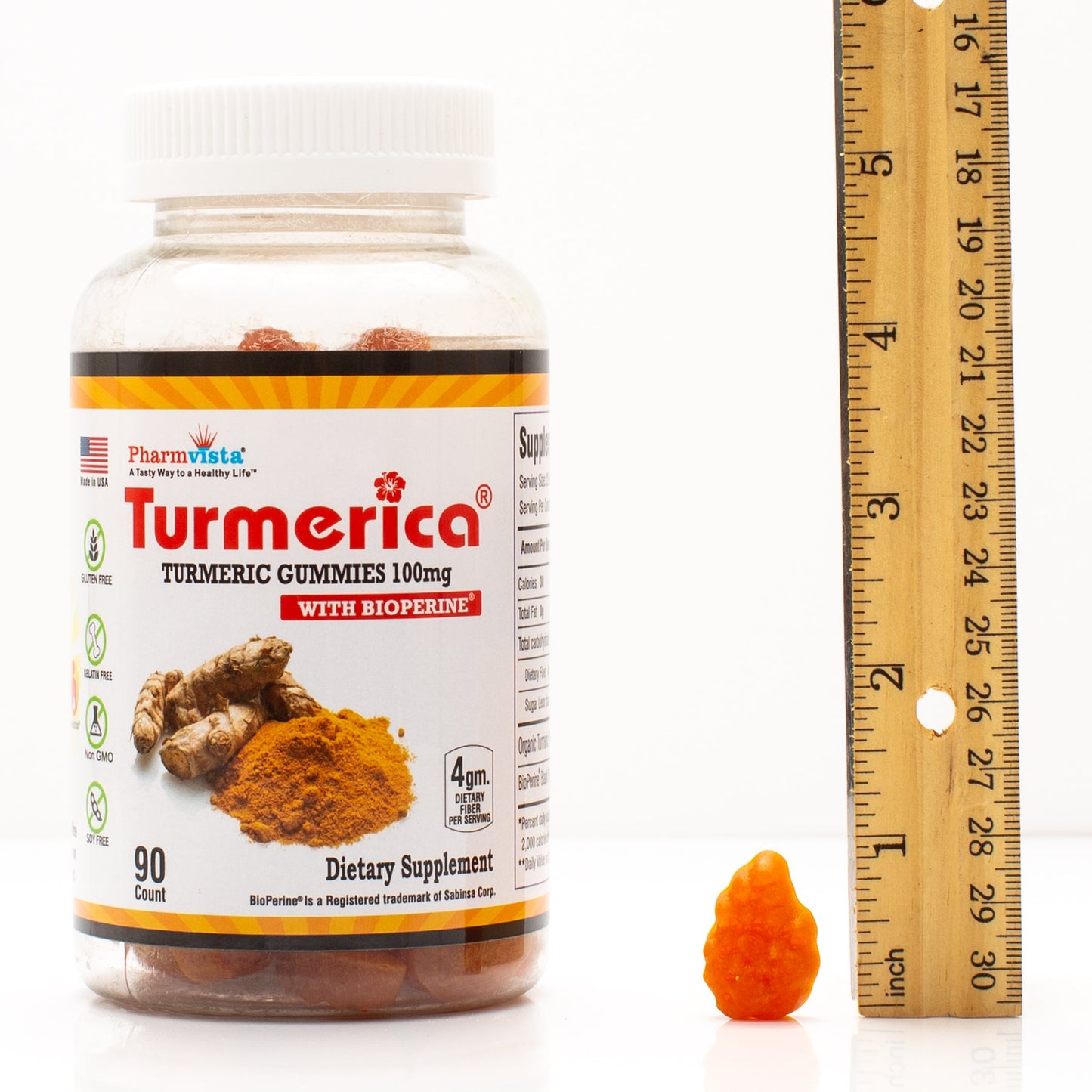 Turmeric Curcumin Gummies - 100mg with BioPerine Black Pepper for Enhanced Absorption, 90 Count