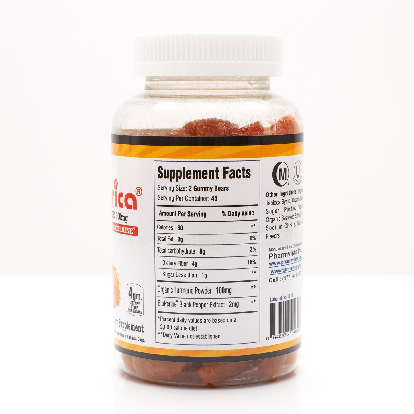 Turmeric Curcumin Gummies - 100mg with BioPerine Black Pepper for Enhanced Absorption, 90 Count