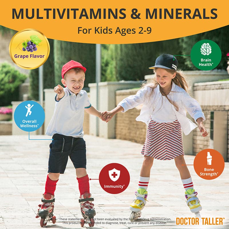 Doctor Taller Kids, Grape Multivitamins, Ages 2-9, 60 Vegan Chewables