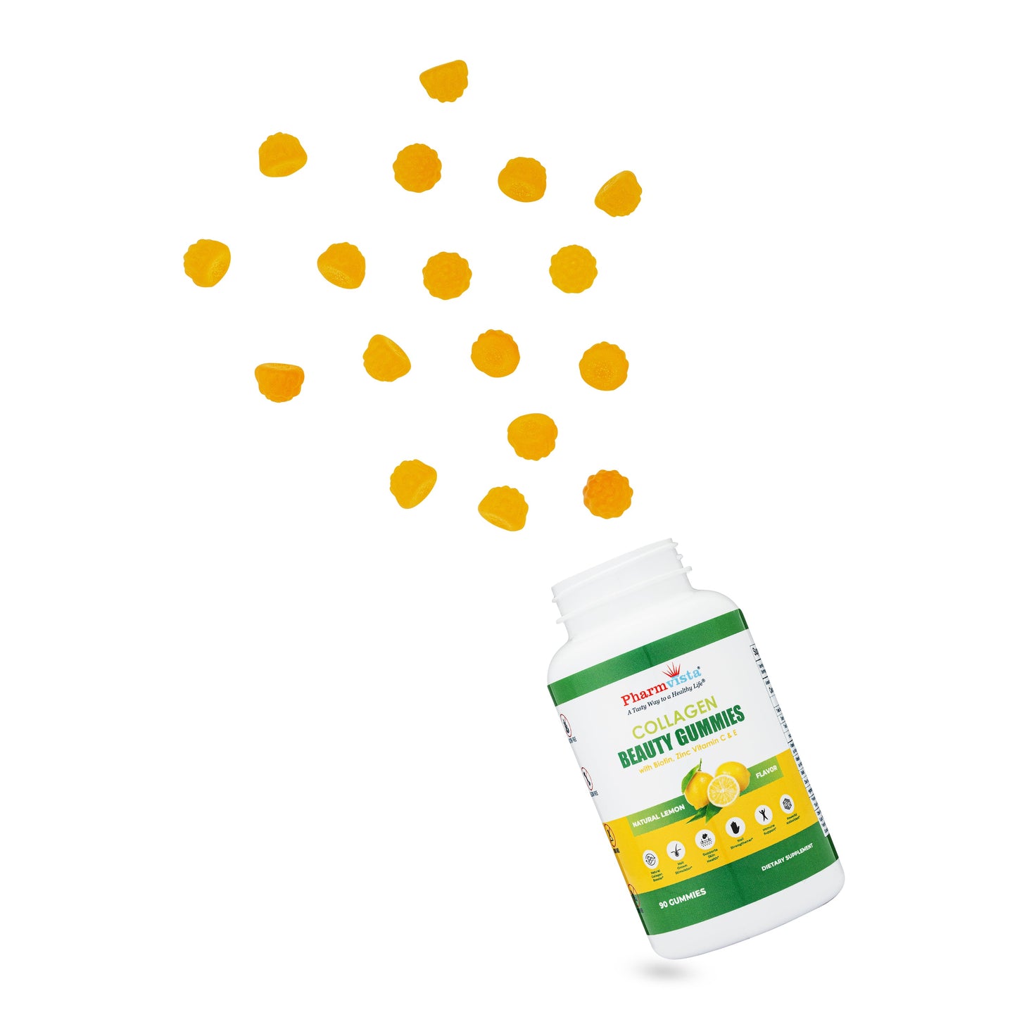 Collagen Gummies with Biotin, Zinc, Vitamins C & E for Hair Skin and Nails Support, 90ct