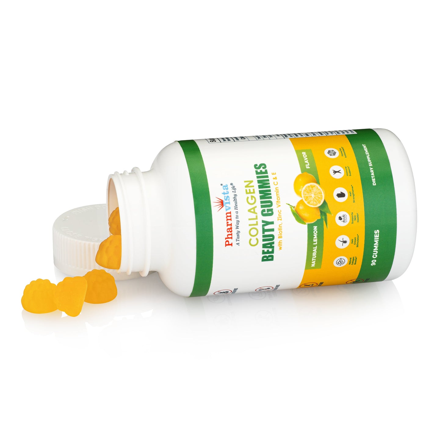 Collagen Gummies with Biotin, Zinc, Vitamins C & E for Hair Skin and Nails Support, 90ct