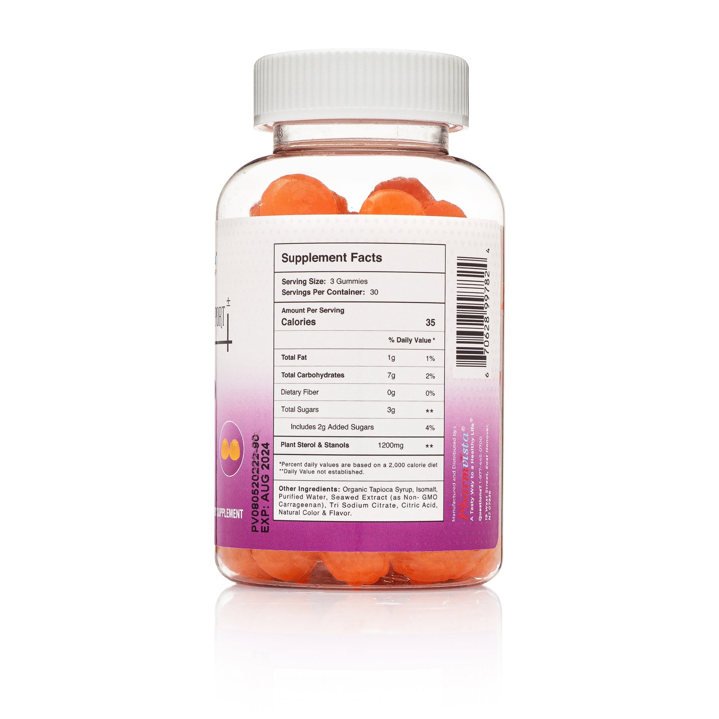 Pharmvista Cholesterol Support Gummies - Contains Plant Sterols and Stanols 1200mg - Vegan Friendly, Allergen Free, Gluten Free - 90 Count