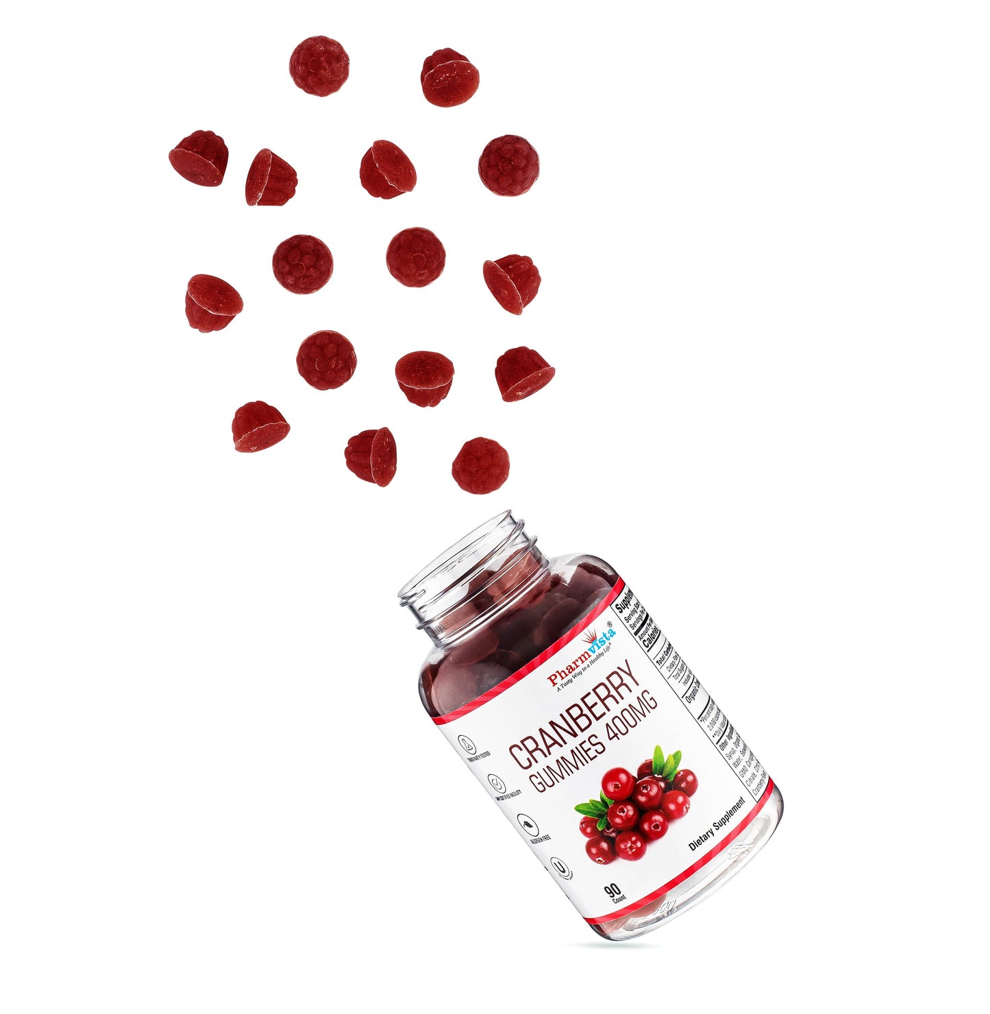 Cranberry Gummies 400mg - Gluten Free, Nutrient Rich supplement - 90 Count