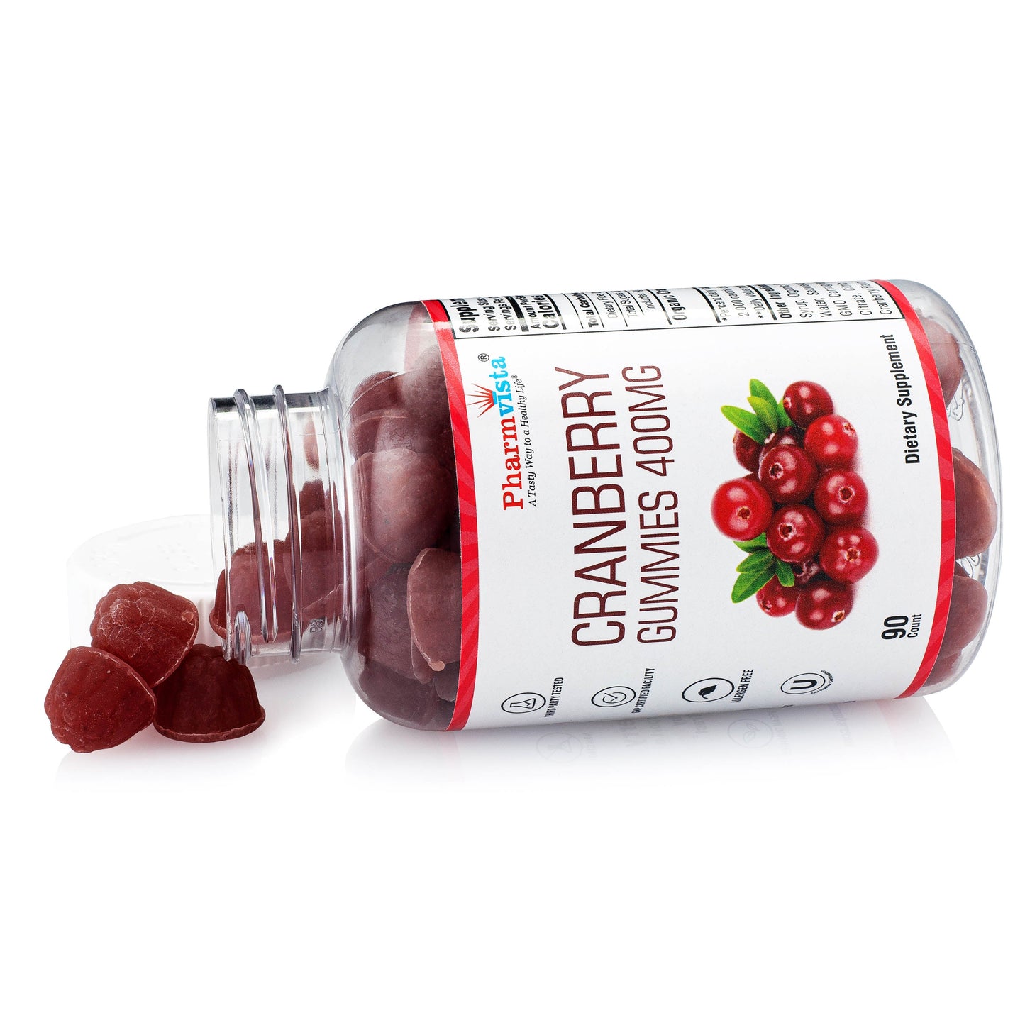 Cranberry Gummies 400mg - Gluten Free, Nutrient Rich supplement - 90 Count