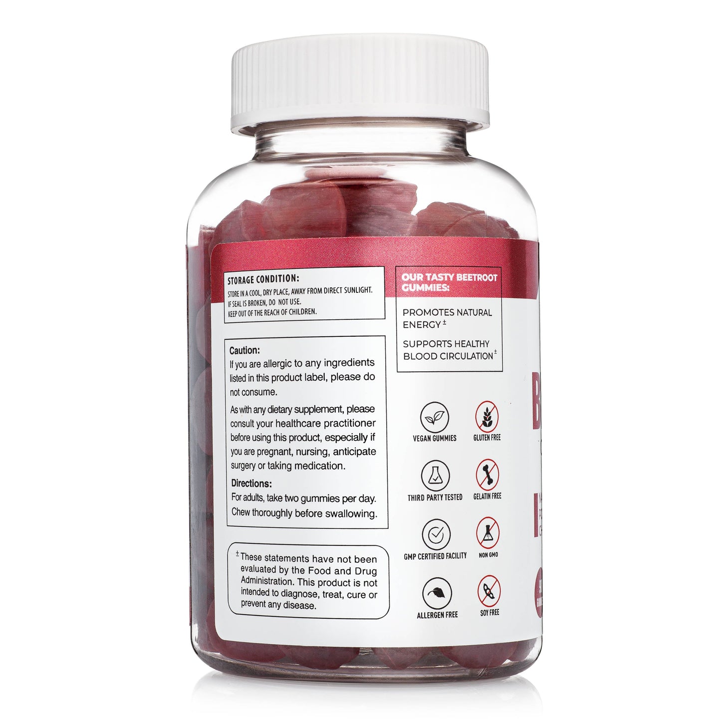 Pharmvista Beetroot Gummies 300mg - for Healthy Circulation Support * - Natural Mixed Fruit Flavor, Non-GMO, Vegan - 90 Count