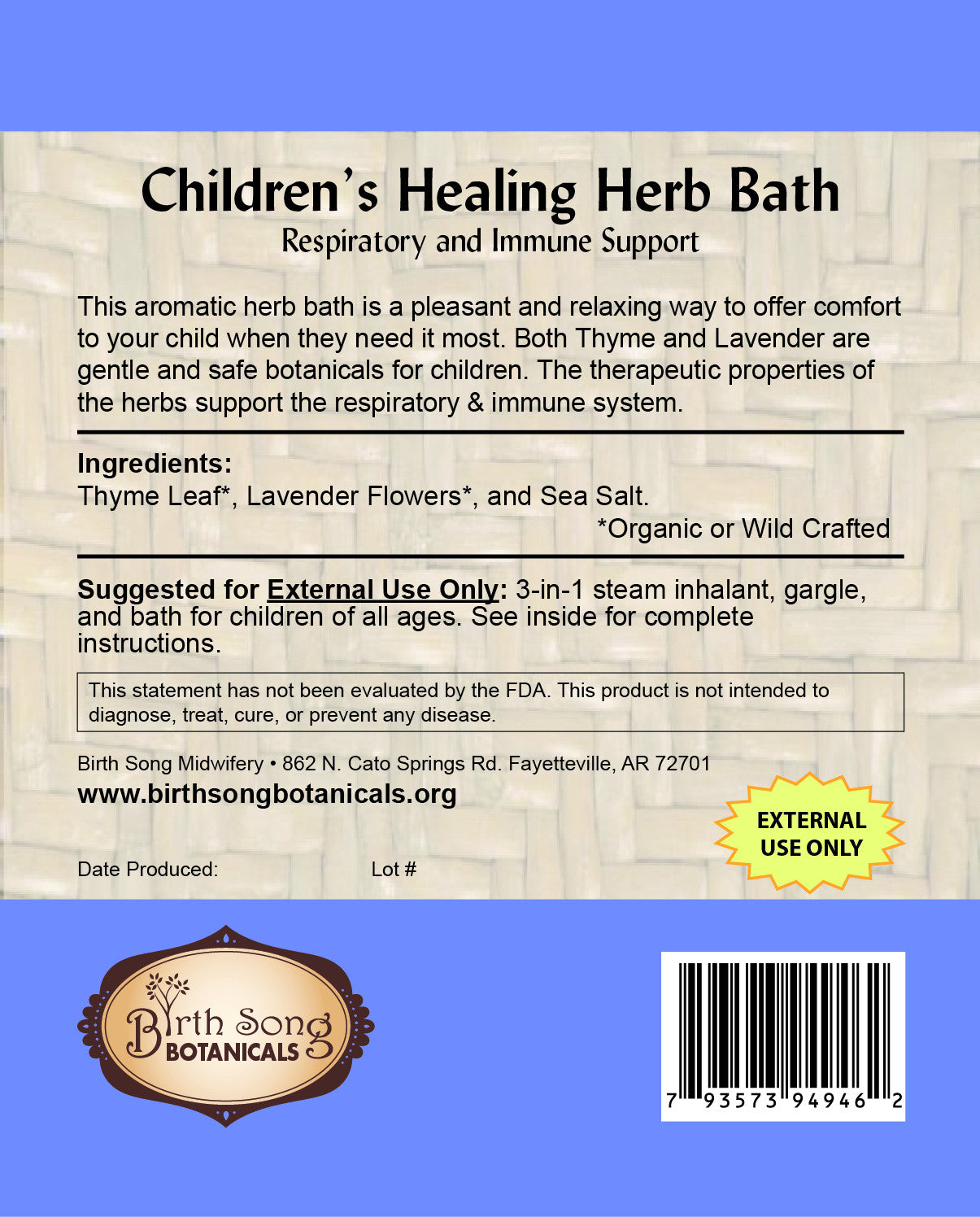 Children's Healing Herb Bath for Lung Congestion* 3 in 1