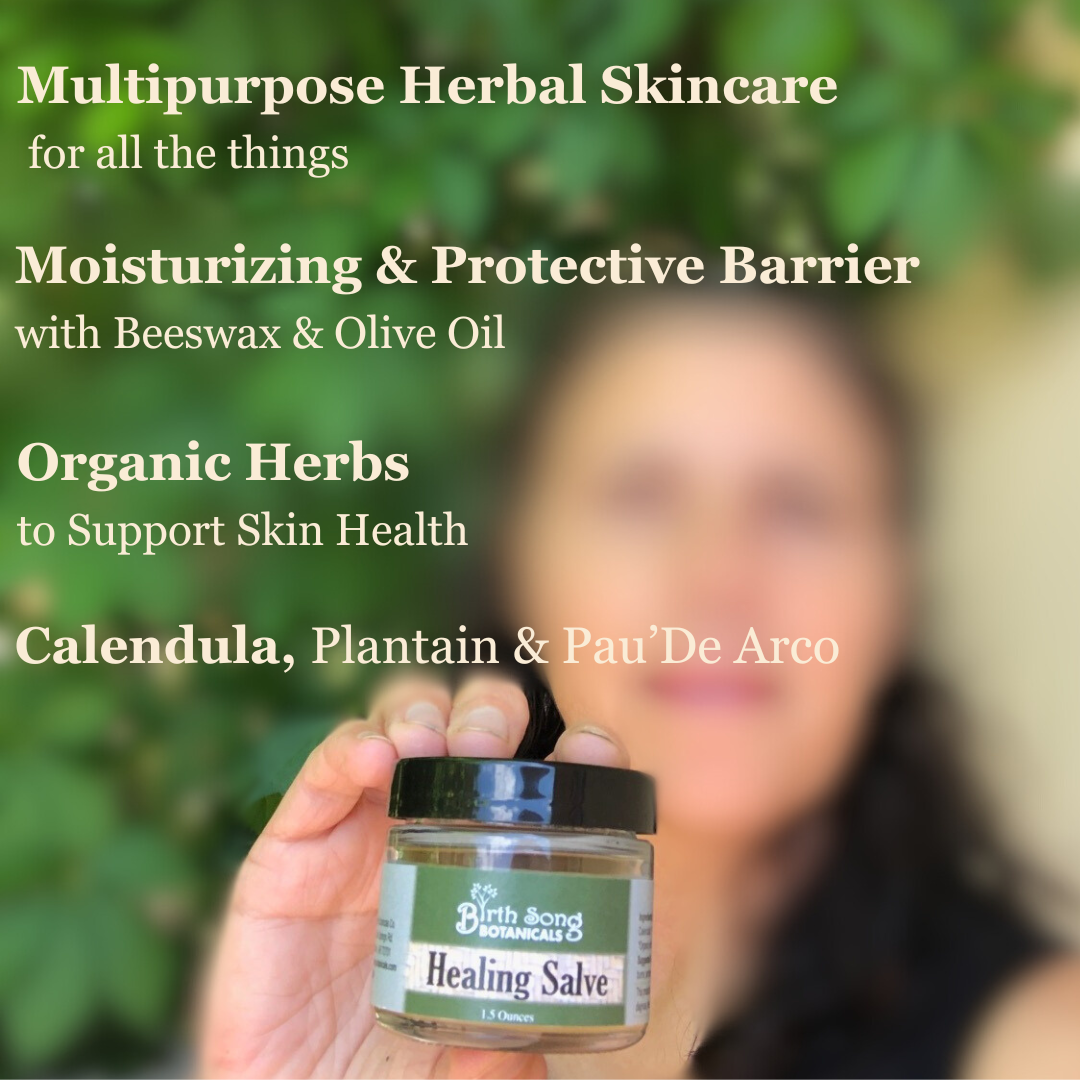 Herbal Salve- All Natural First Aid Ointment Made with Calendula and Plantain, Good For All Skin Types, Unscented