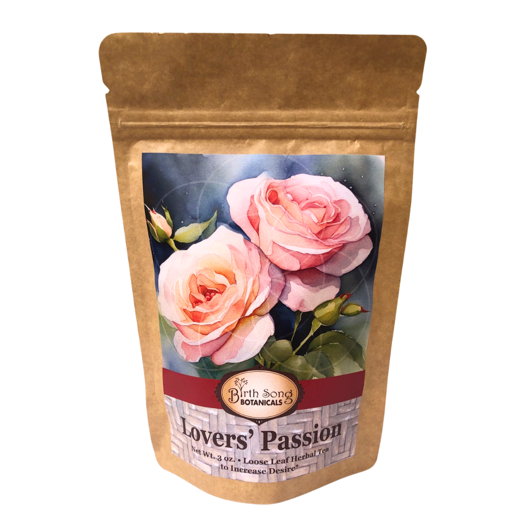 Lovers' Passion Herbal Tea, Blended with Organic Rose Petals, To Support Healthy Sensuality, A Lovers Gift 3 oz.