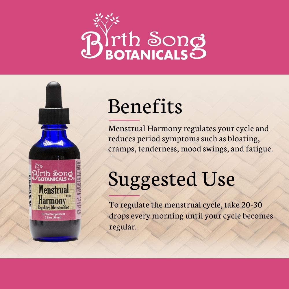 Menstrual Harmony Herbal Supplement To Support a Regular Menstrual Cycle, Hormone Harmony, PMS, Healthy Menstruation and Ovulation* 2 oz.