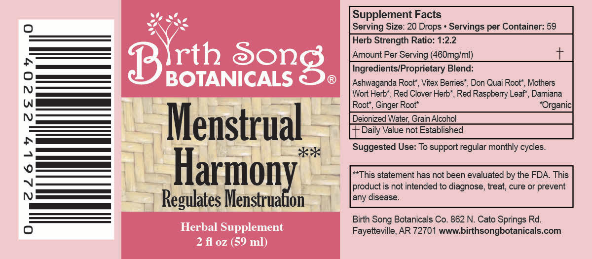 Menstrual Harmony Herbal Supplement To Support a Regular Menstrual Cycle, Hormone Harmony, PMS, Healthy Menstruation and Ovulation* 2 oz.