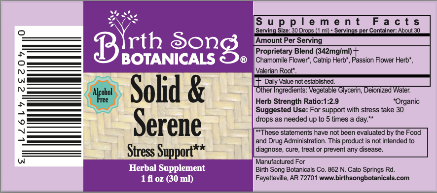 Solid & Serene Herbal Tincture For Natural Stress Support* with Passionflower 1 oz.