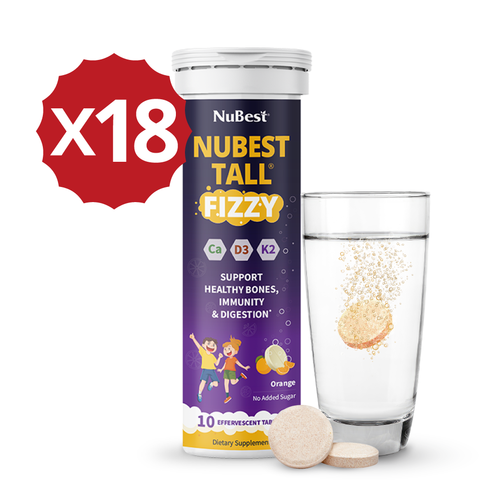 NuBest Tall Fizzy – Height Growth & Bone Strength, Orange Flavor, 10 Effervescent Tabs