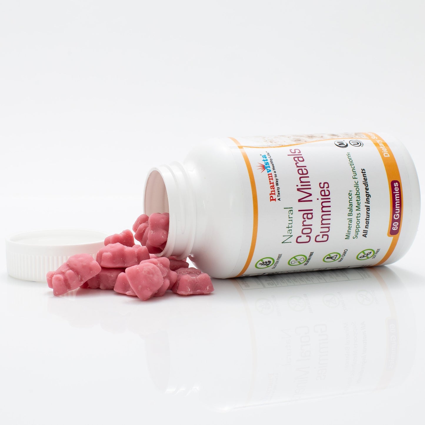 Natural Coral Calcium with Vitamin D3 Gummies - Tasty, Gelatin Free, Vegan Gummies 60 Count