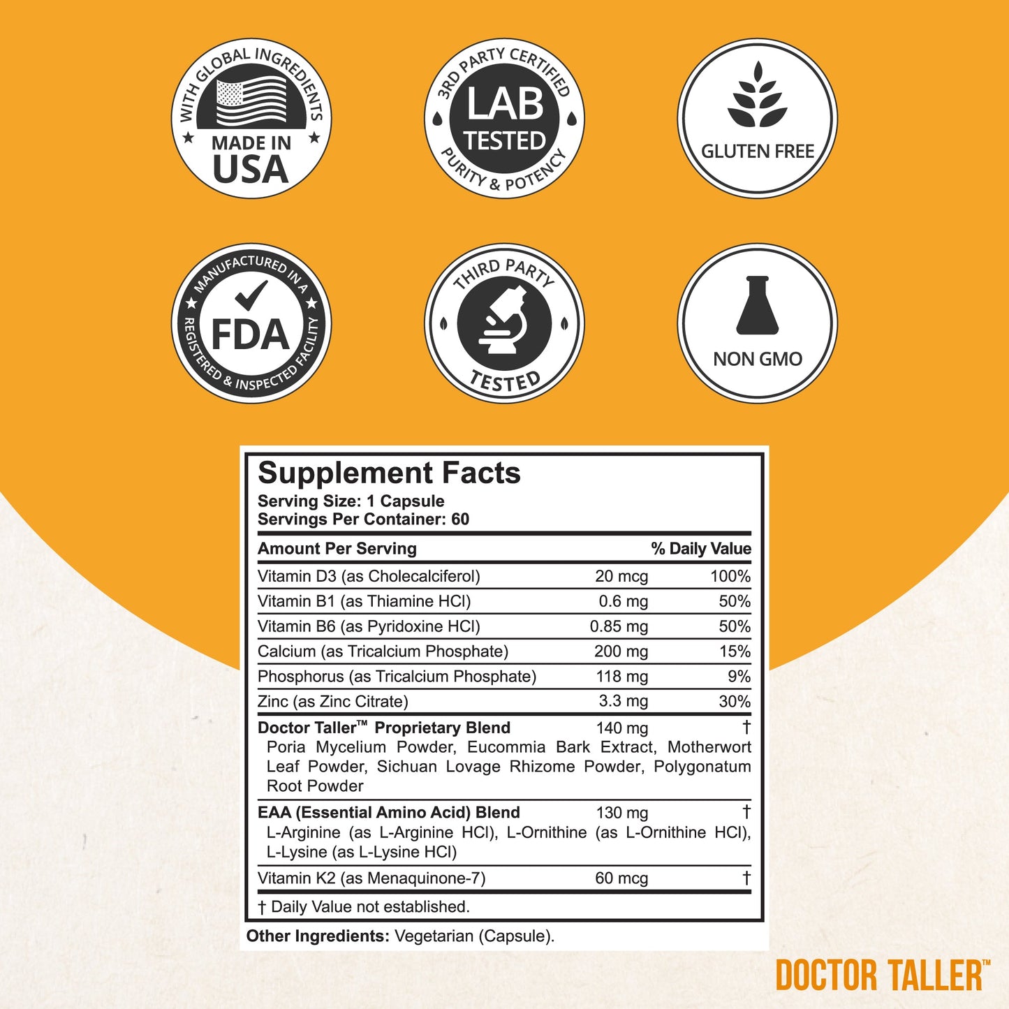 Doctor Taller, For Children (8+) & Teens, 60 Vegan Capsules