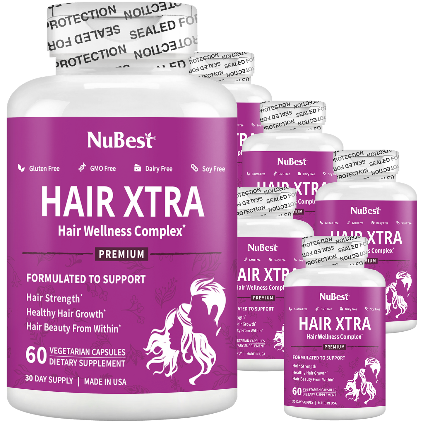 Hair Xtra, Premium Hair Growth Support for Men & Women, 60 Vegan Capsules