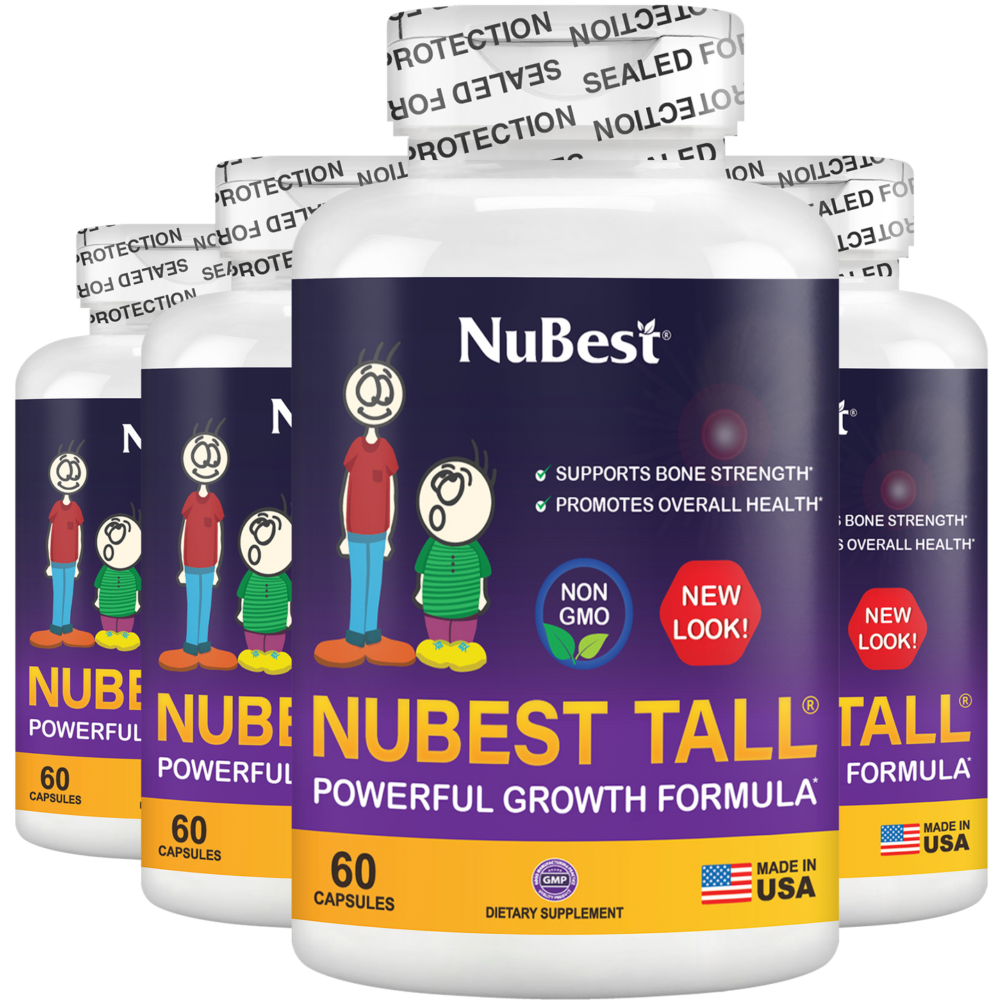 NuBest Tall, Powerful Growth for Kids & Teens (5+), Non-Milk Drinkers, 60 Capsules