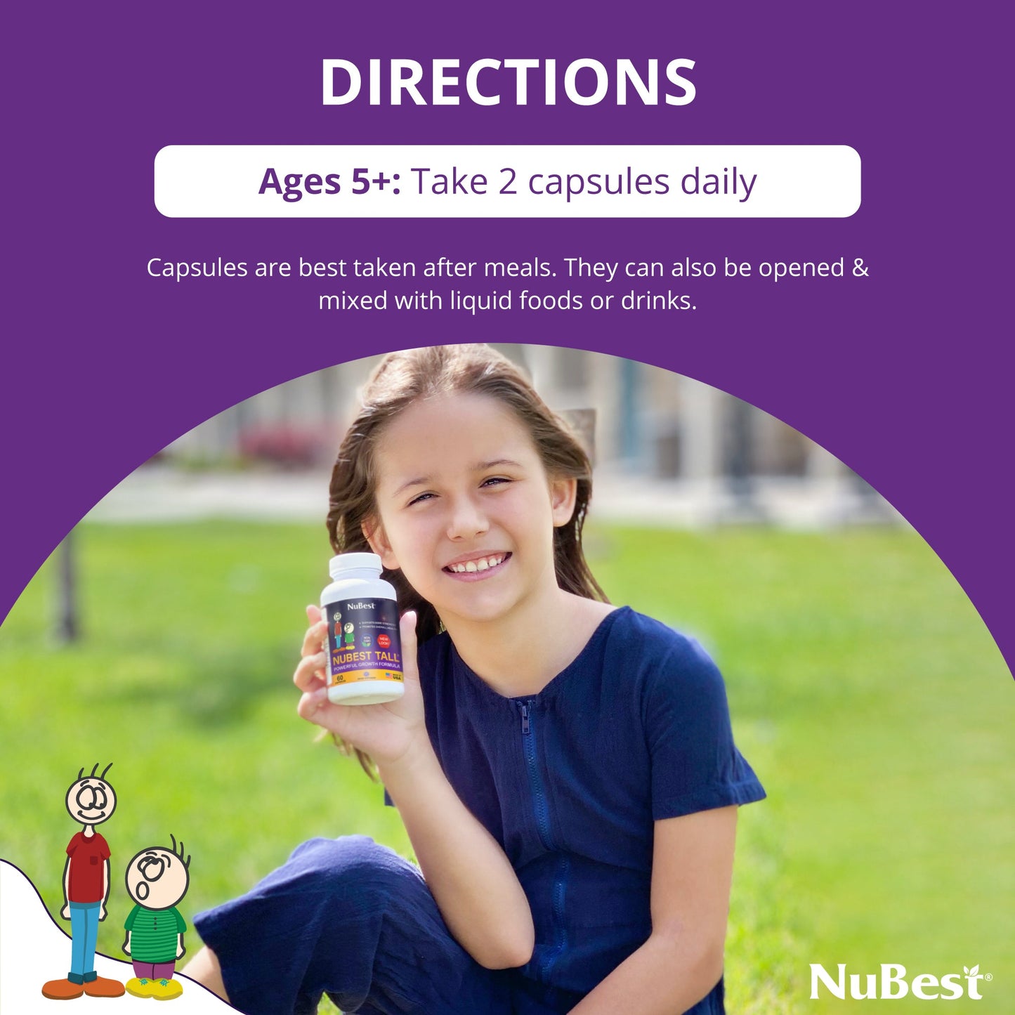 NuBest Tall, Powerful Growth for Kids & Teens (5+), Non-Milk Drinkers, 60 Capsules