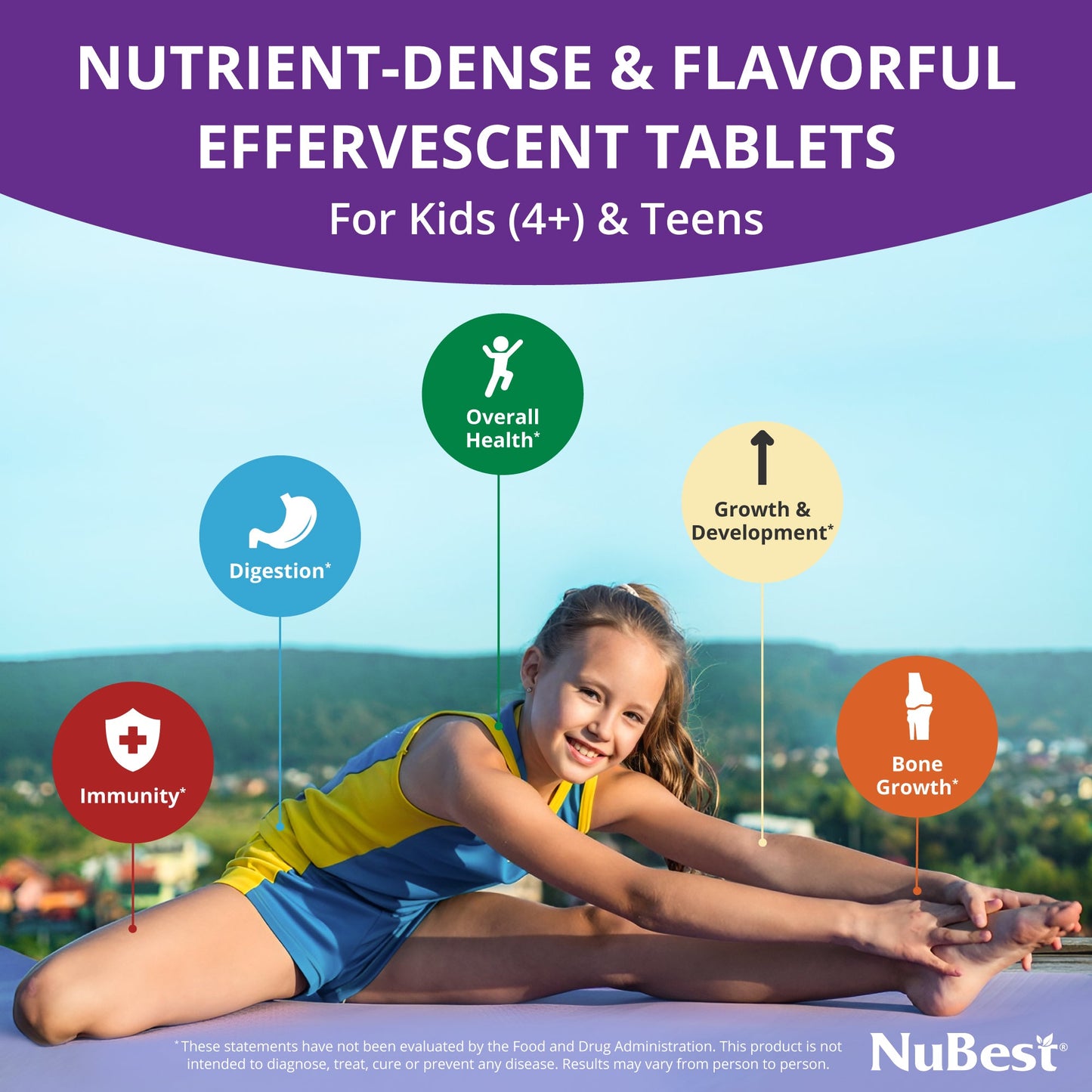 NuBest Tall Fizzy – Height Growth & Bone Strength, Orange Flavor, 10 Effervescent Tabs