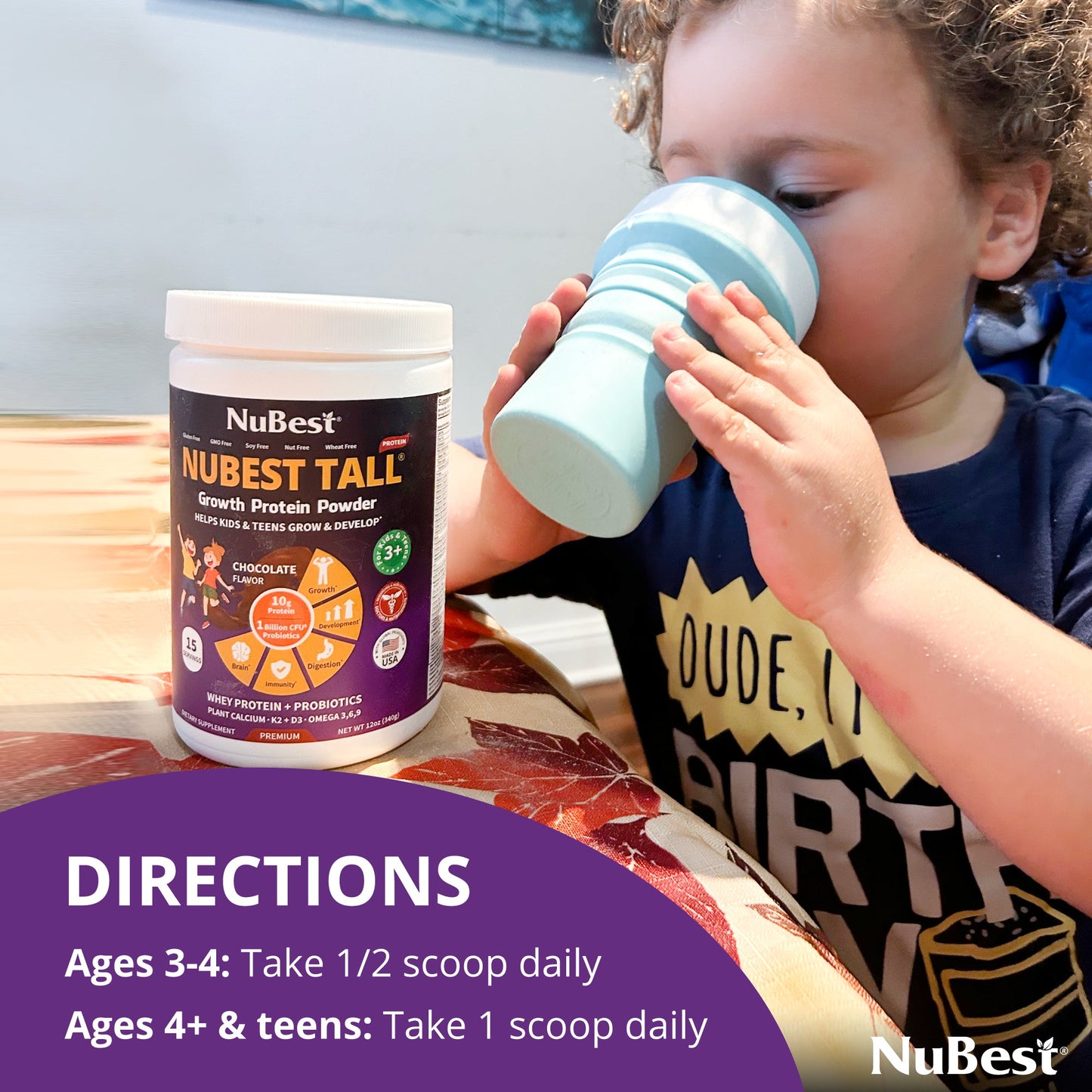 NuBest Tall Protein for Growth and Development, Kids and Teens 3+, Chocolate