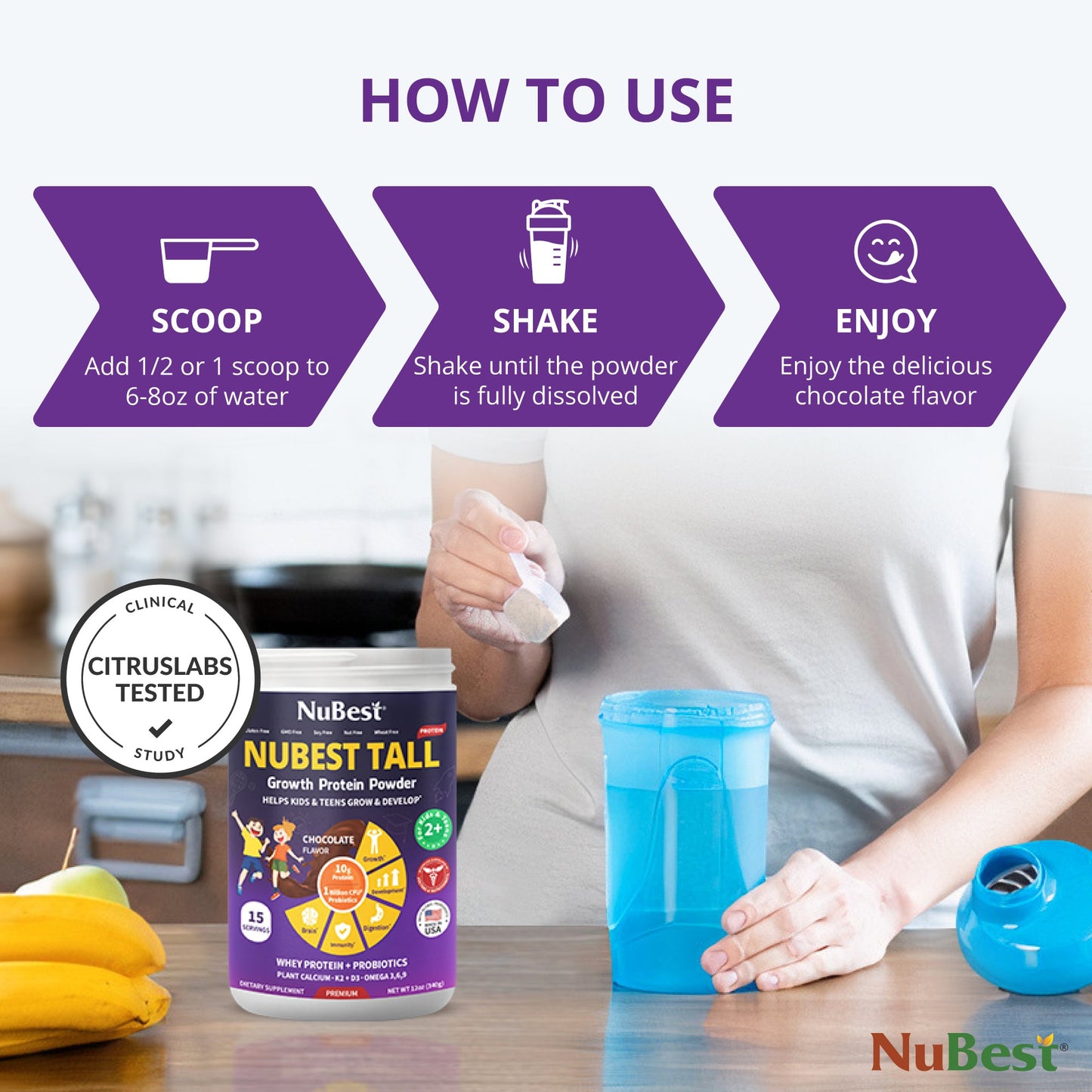 NuBest Tall Protein for Growth and Development, Kids and Teens 3+, Chocolate