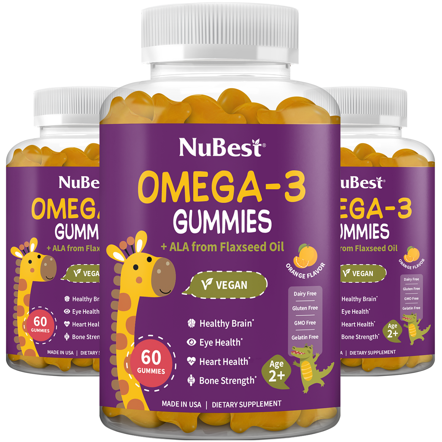 Omega-3 Vegan Gummies for Kids & Teens (60 Count)