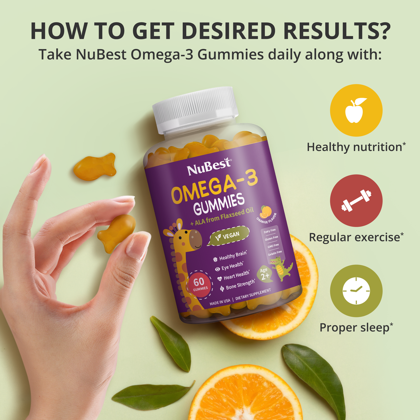Omega-3 Vegan Gummies for Kids & Teens (60 Count)