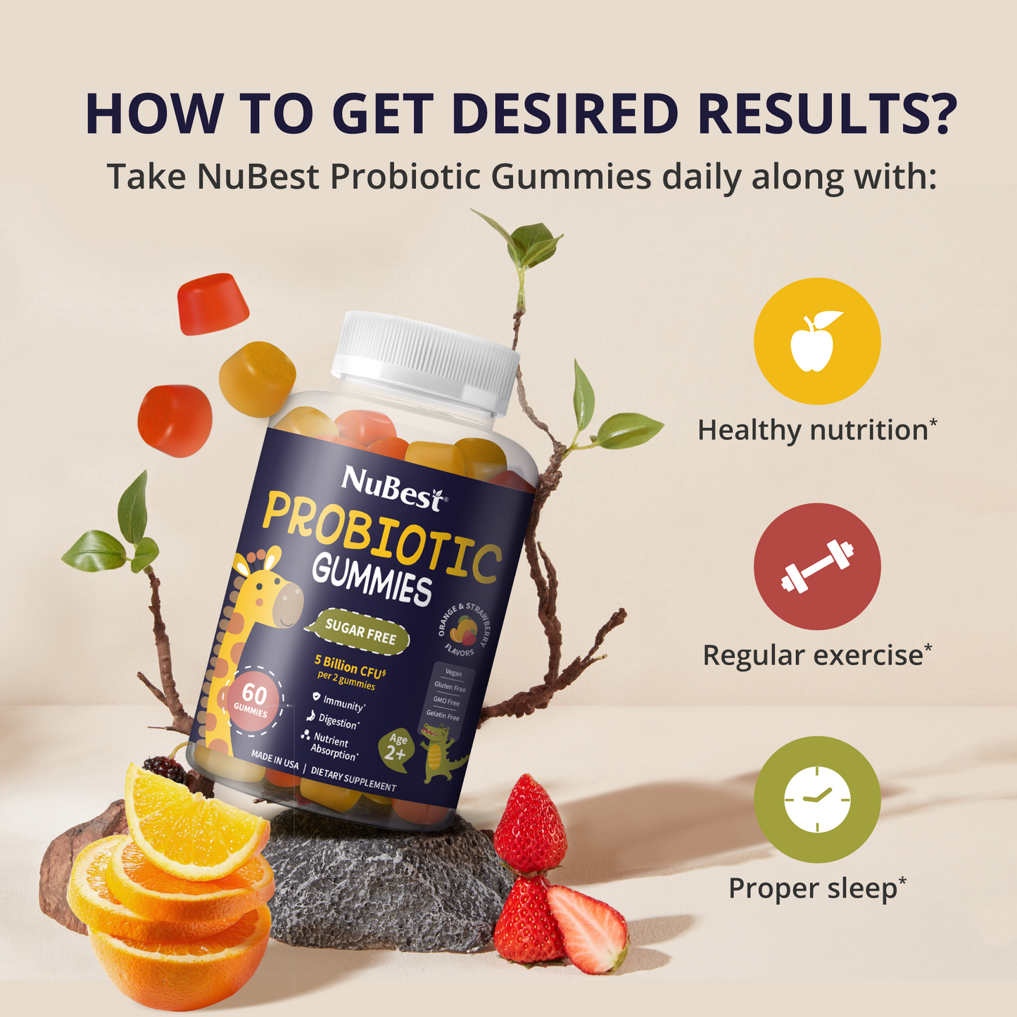 Probiotic Vegan Gummies, Sugar-Free Wellness